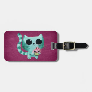 Gullig kattunge med den Kawaii muffinen Bagagebricka