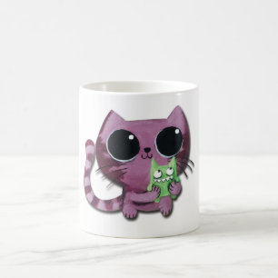 Gullig kattunge med det lite gröna monster kaffemugg