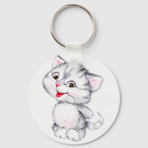 Gullig kattunge nyckelring