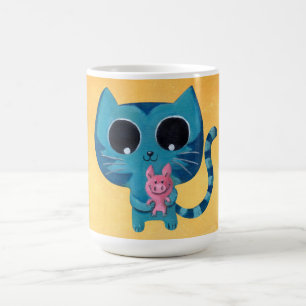 Gullig kattunge och gris kaffemugg