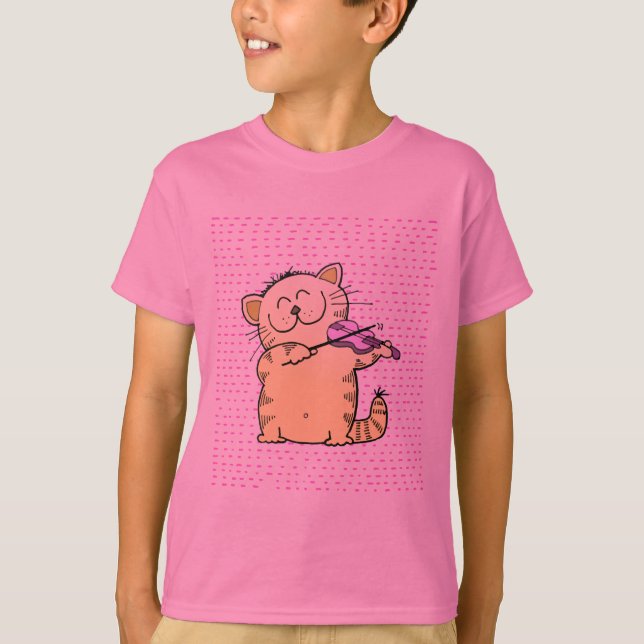Gullig-Kattunge-violinist Tee Shirt (Framsida)