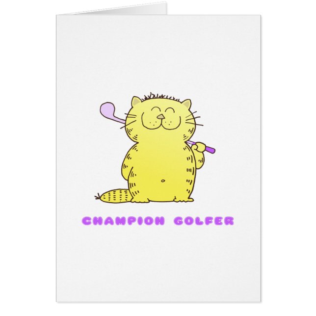 Gullig kattungegolfare hälsningskort (Framsidan)