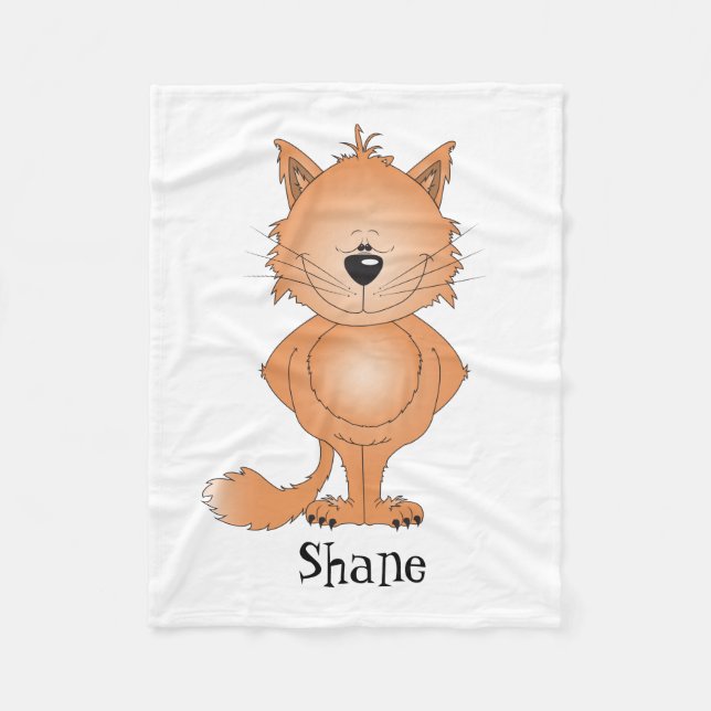 Gullig kattungetecknad fleecefilt (Framsidan)