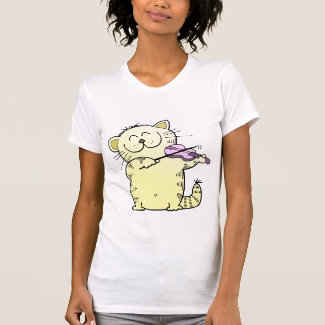 Gullig kattungeviolinist t-shirt (Framsida)