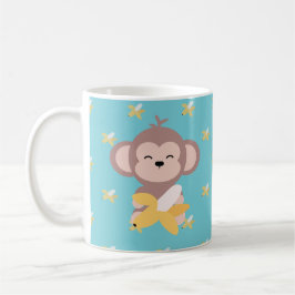 Gullig Kawaii apa med bananmuggen Kaffemugg
