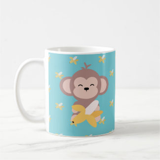 Gullig Kawaii apa med bananmuggen Kaffemugg