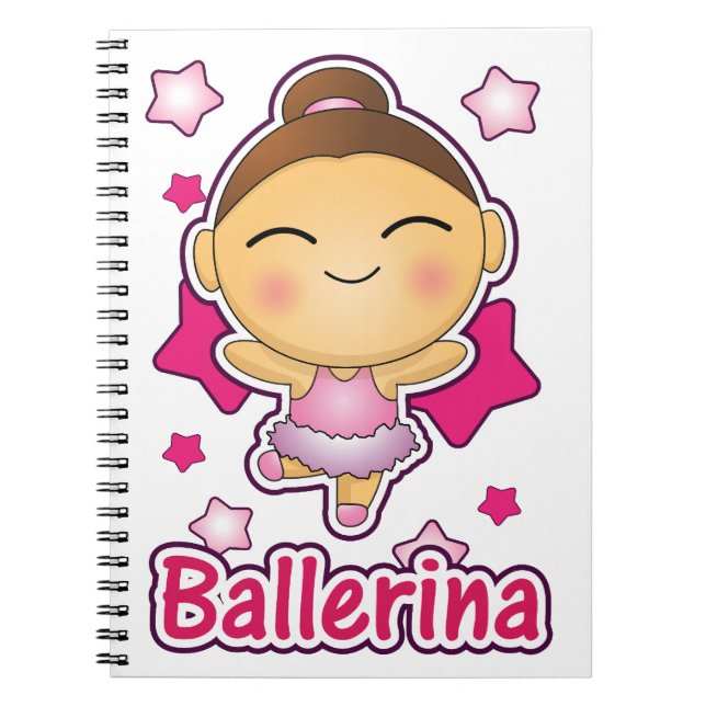 Gullig Kawaii Ballerina som gör balett Anteckningsbok (Framsidan)