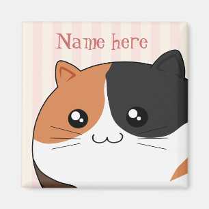 Gullig Kawaii Calicokattunge Magnet