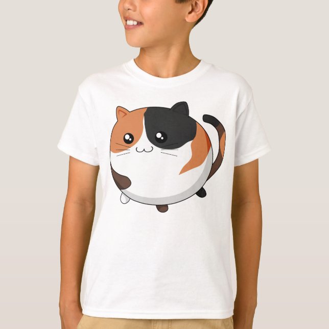Gullig Kawaii Calicokattunge Tee Shirt (Framsida)