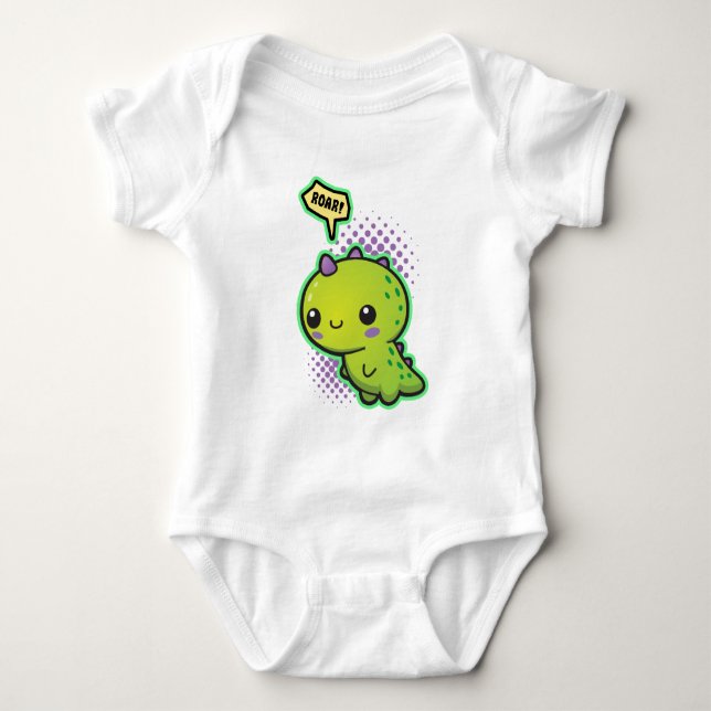 Gullig Kawaii Dinosaur Tee Shirt (Framsida)