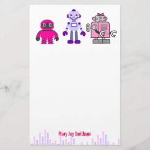 Gullig & Kawaii flicka rosa för Cyborgs robot Brevpapper