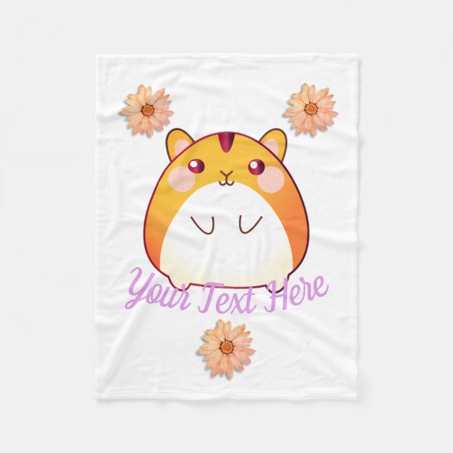 Gullig Kawaii Hamsteranpassningsbar Fleecefilt (Framsidan)