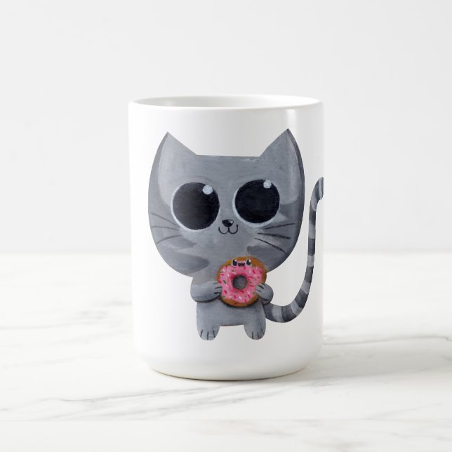 Gullig Kawaii katt med munken Kaffemugg (Center)