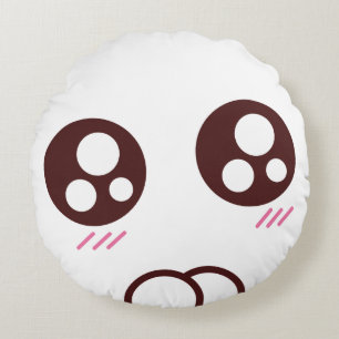 Gullig Kawaii kattungeemoji Rund Kudde