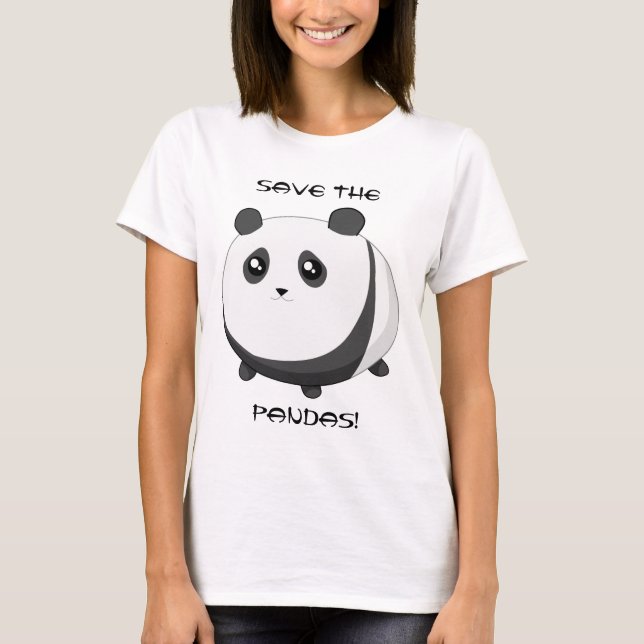 Gullig Kawaii knubbig pandabjörn Tee Shirt (Framsida)