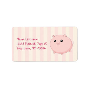 Gullig Kawaii knubbig rosa gris Adressetikett