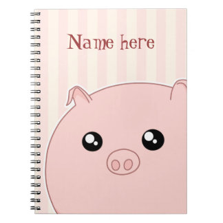 Gullig Kawaii knubbig rosa gris Anteckningsbok Med Spiral