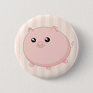 Gullig Kawaii knubbig rosa gris Knapp