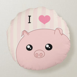 Gullig Kawaii knubbig rosa gris Rund Kudde