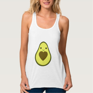 Gullig Kawaii lycklig kärlekavokado Linne Med Racerback