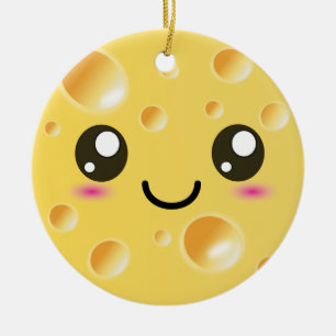 Gullig Kawaii lyckligost Julgransprydnad Keramik