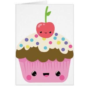 Gullig Kawaii muffin Hälsningskort