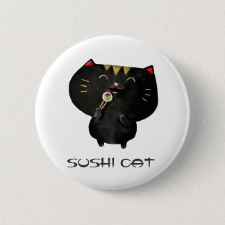 Gullig Kawaii svart Sushikatt Knapp