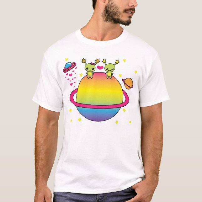 Gullig Kawaii utomjordingar T-shirt (Framsida)