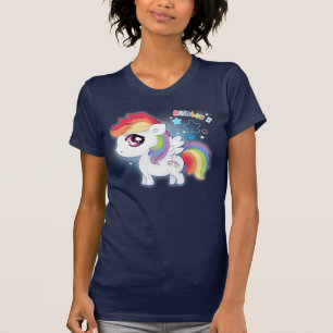 Gullig kawaiiregnbågeponny tee