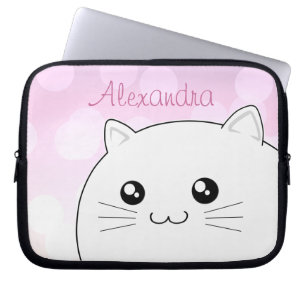 Gullig kawaiivitkattunge laptop fodral