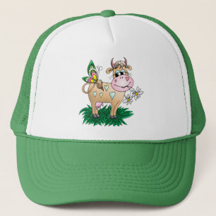 Gullig ko & fjäril truckerkeps