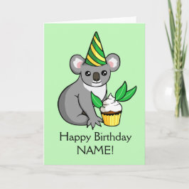 Gullig Koala med kortet för tårtateckninggrattis Kort