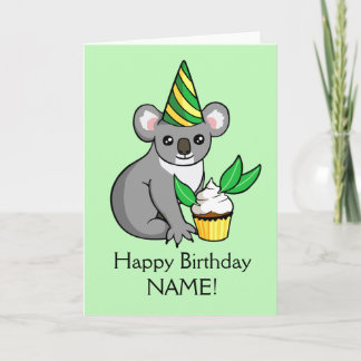 Gullig Koala med kortet för tårtateckninggrattis Kort