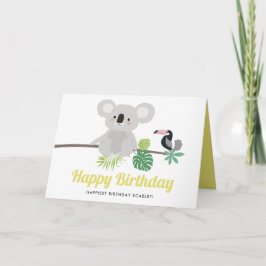 Gullig Koala och Toucan tropisk grattis på Kort