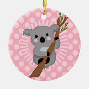 Gullig Koalabjörn - grå flicka för rosor Julgransprydnad Keramik