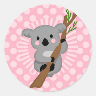 Gullig Koalabjörn - grå flicka för rosor Runt Klistermärke