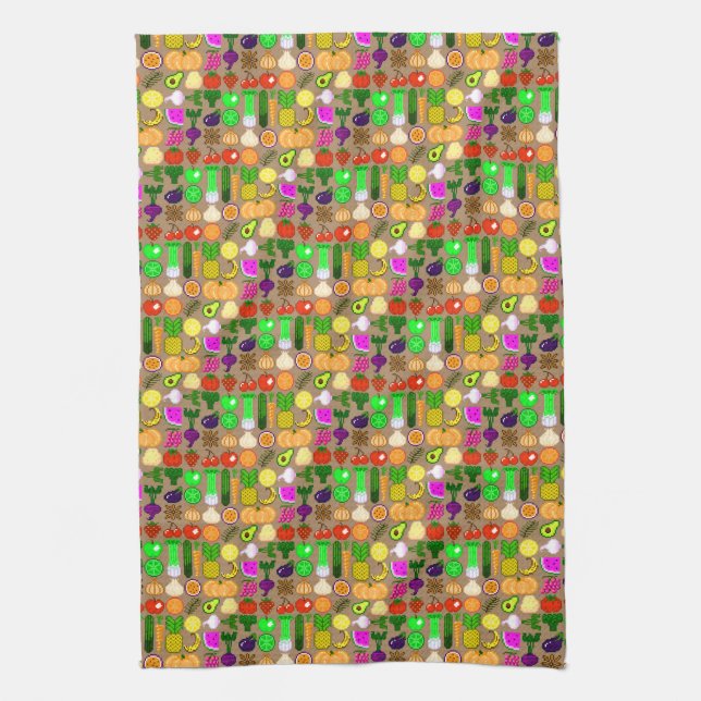 Gullig kökshandduk för för PIXELkonstfrukt & (Vertikal)