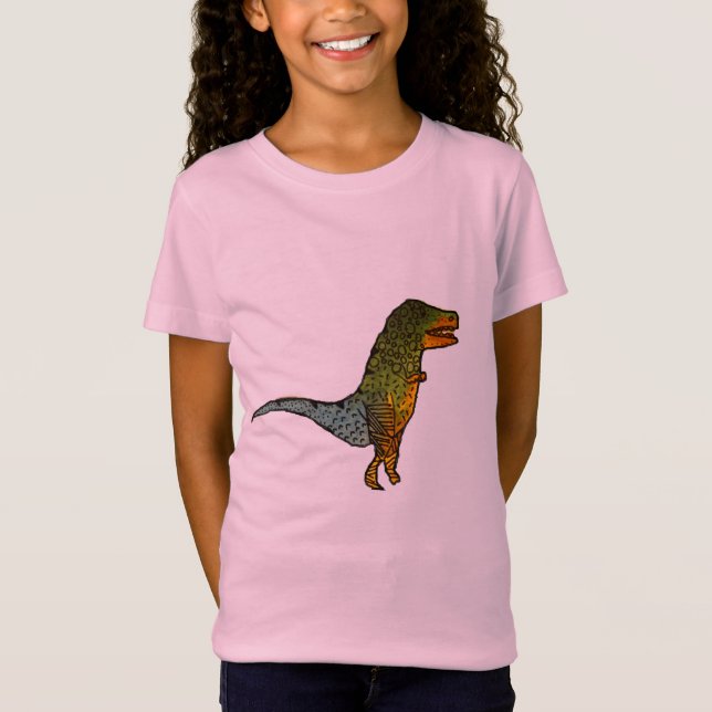 Gullig konst för flickaT-Rex dinosaur Tee Shirt (Framsida)