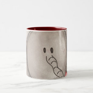 Gullig kopp för kaffe för vattenfärgtecknadelef