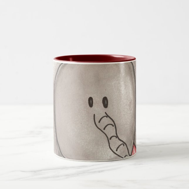 Gullig kopp för kaffe för vattenfärgtecknadelefant (Center)