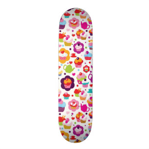 Gullig kopptårta och teakruka old school skateboard bräda 18 cm
