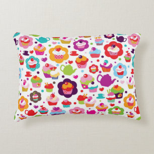 Gullig kopptårta och teakruka prydnadskudde