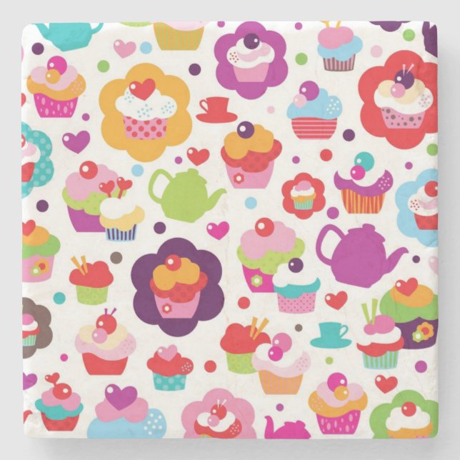 Gullig kopptårta och teakruka underlägg sten (Framsidan)