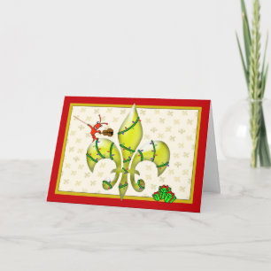 Gullig Kräftor Fleur de Lis Jul hälsning Helgkort