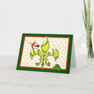 Gullig Kräftor Fleur de Lis Jul hälsning Helgkort