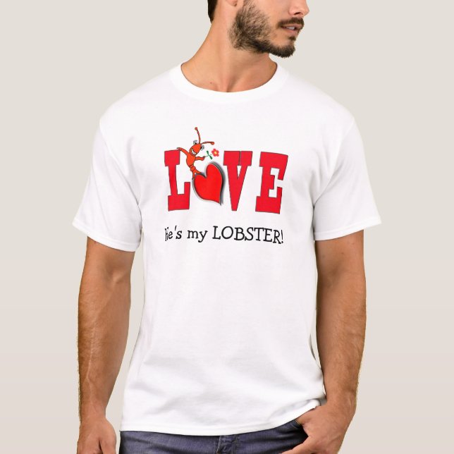 Gullig kräftor-/hummerkärlekskjorta tee shirt (Framsida)
