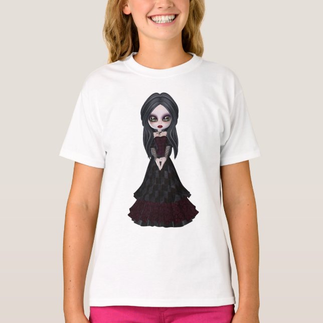 Gullig & kuslig lite Goth flicka T Shirt (Framsida)