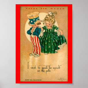 Gullig kvinna illustration för rösträtt för poster