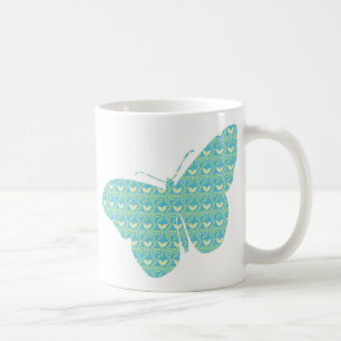 Gullig kvinnlig fjäril kaffemugg