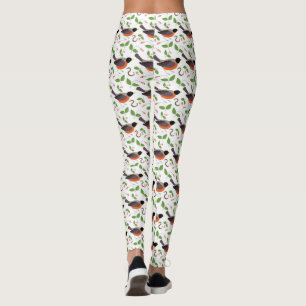 Gullig lägga benen på ryggen VIT för FÅGEL fö Leggings